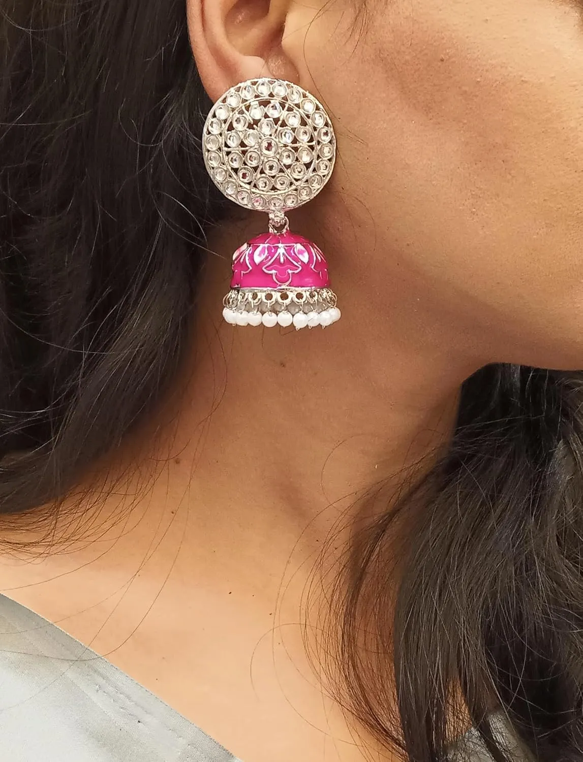 Efulgenz Indian Earrings for Women Indian Jewelry Bollywood Antique Crystal Kundan Jhumki Jhumka Earrings for Women
