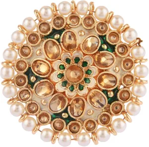 Efulgenz Indian Jewelry Rings for Women Antique Round Faux Pearl Crystal Bollywood Adjustable Big Finger Ring Fashion Party Statement Jewelry for Women