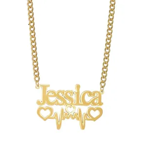 EKG love embellishment customized name necklace