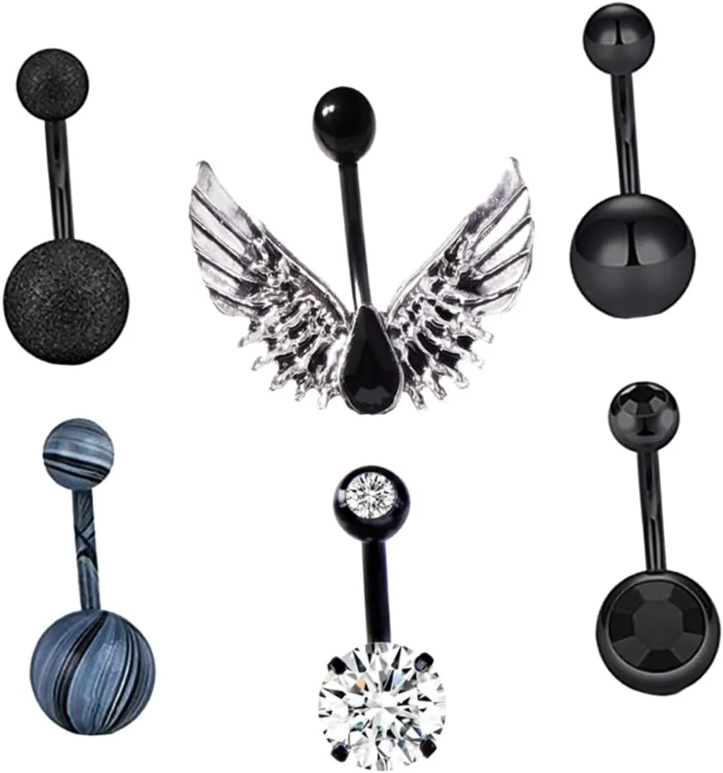 Elegant Belly Button Rings 6pcs Mixed Shape Belly Button Studs Fashion Piercing Jewelry Body