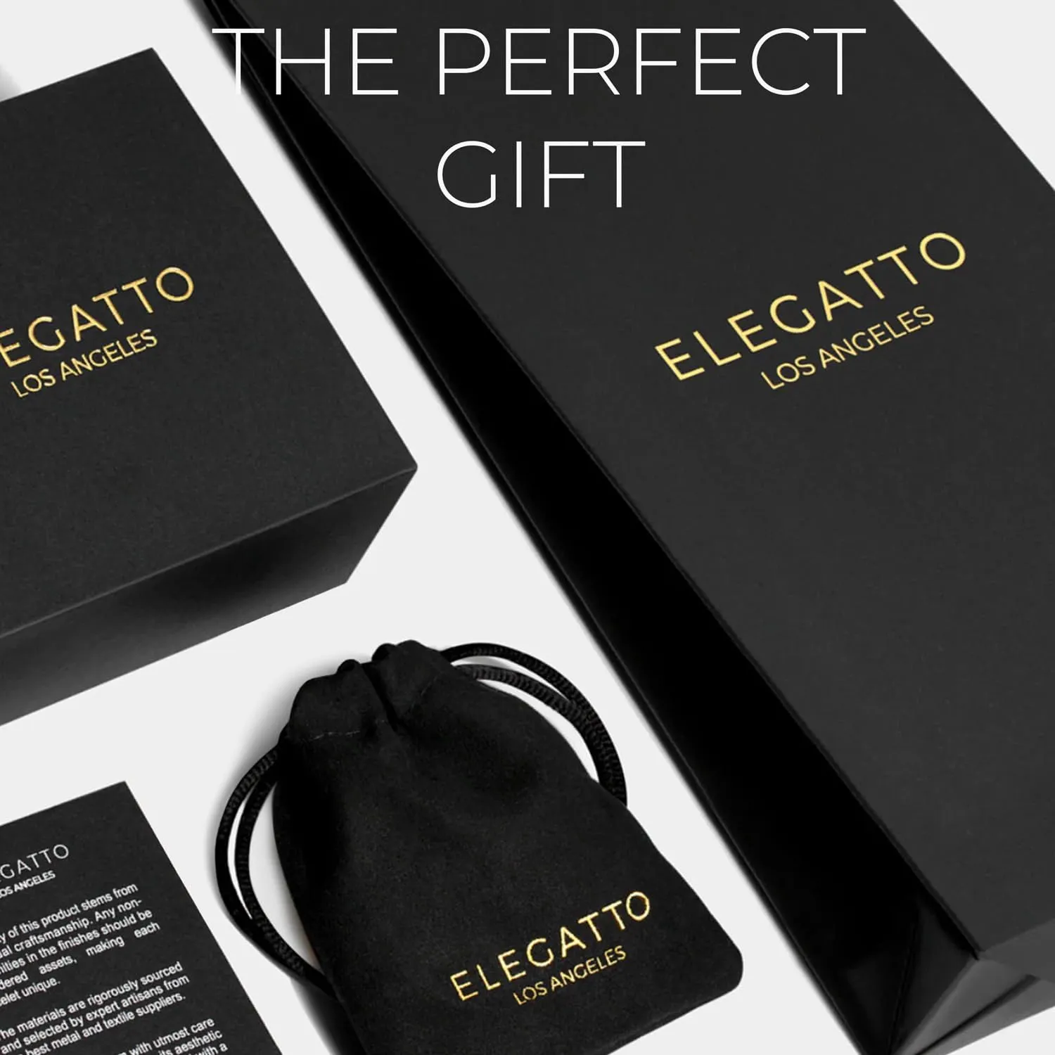 Elegatto Signature Gold Bracelet for Men | Braided Full-Grain Black Leather with 18k Gold-Plated Stainless Steel Hook Closure | Mens Designer Jewelry Bracelets