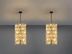Emil Stjenar for Rupert E. Nikoll Large Chandeliers in Glass and Brass