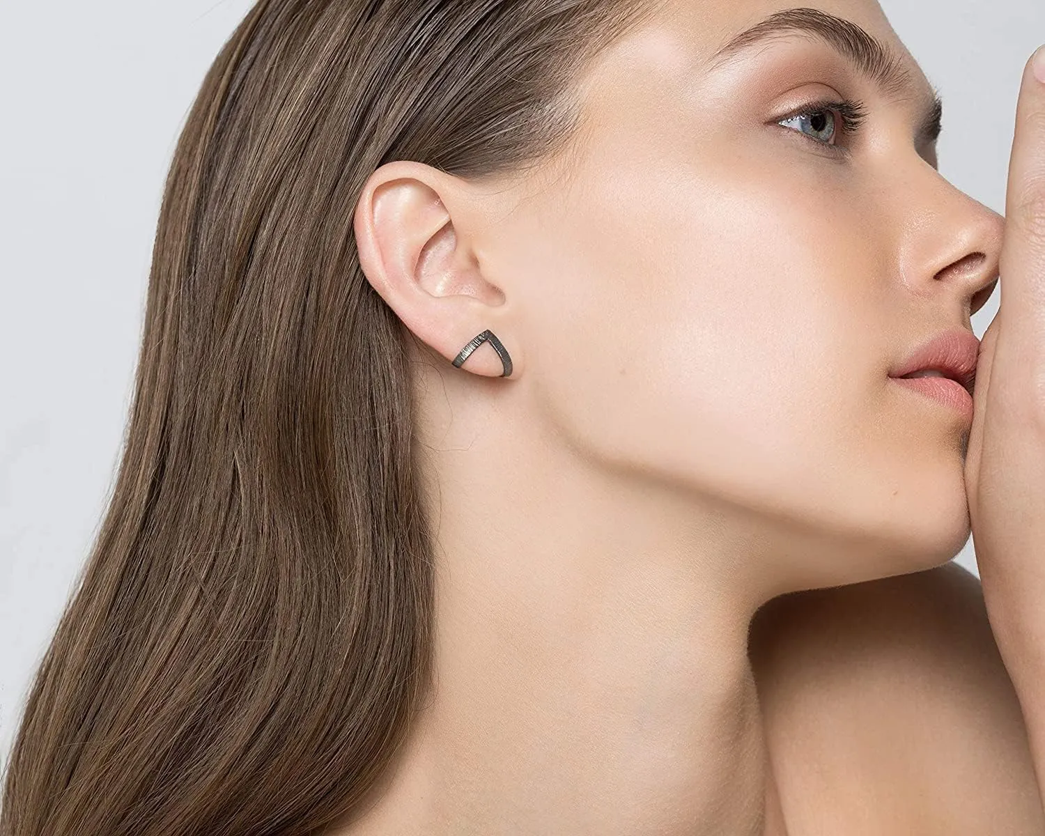 Emmanuela Minimalist Triangle Stud Earrings Handmade of 24K Gold plated Sterling Silver V Shaped Dainty Earring Studs Everyday Huggies Hypoallergenic Jewelry Unusual Gift for Her
