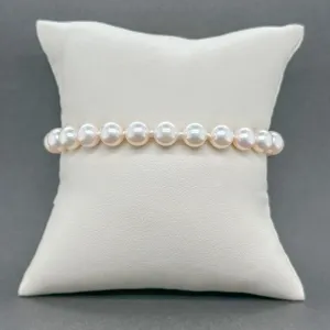 Estate 18K W Gold 6.5-6.8mm Akoya Pearl Bracelet