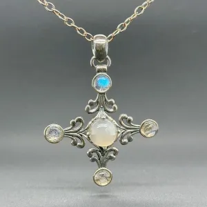Estate RLM SS Moonstone Cross Pendant