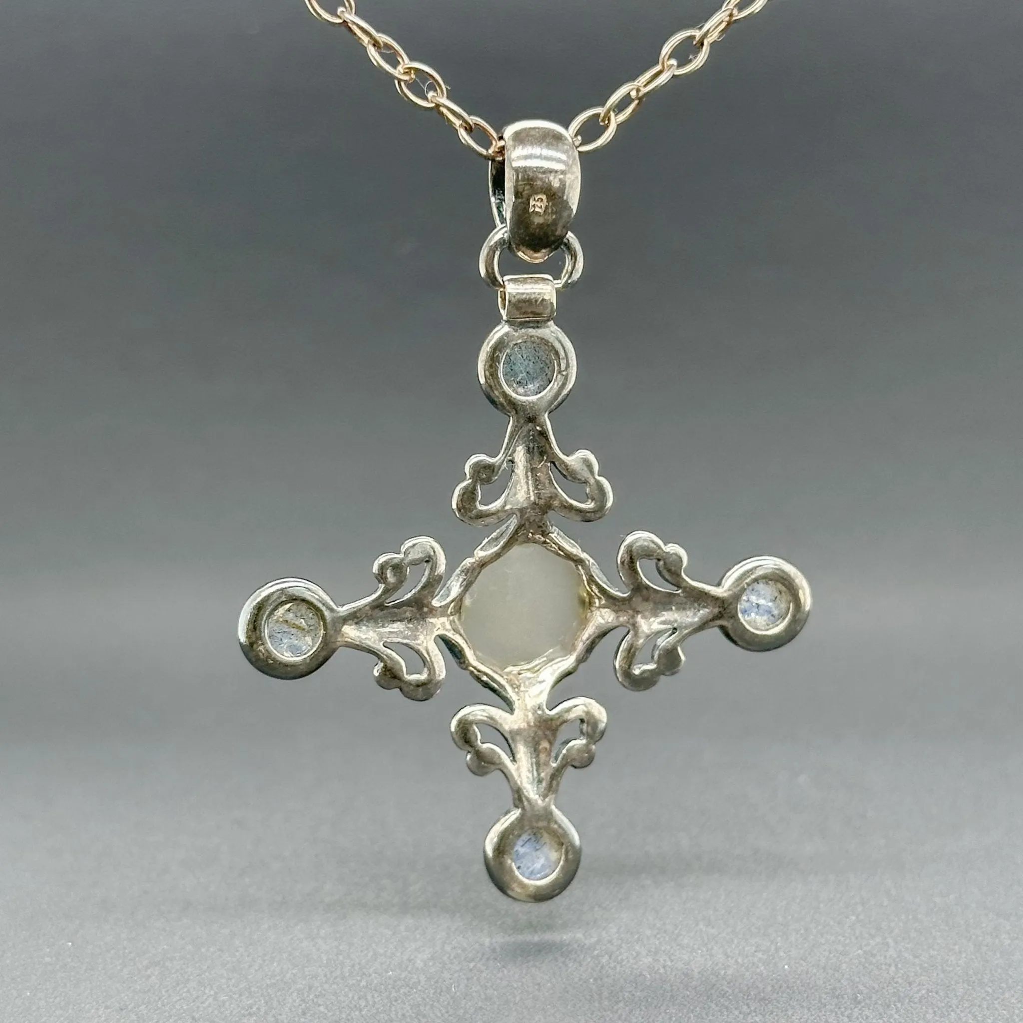 Estate RLM SS Moonstone Cross Pendant