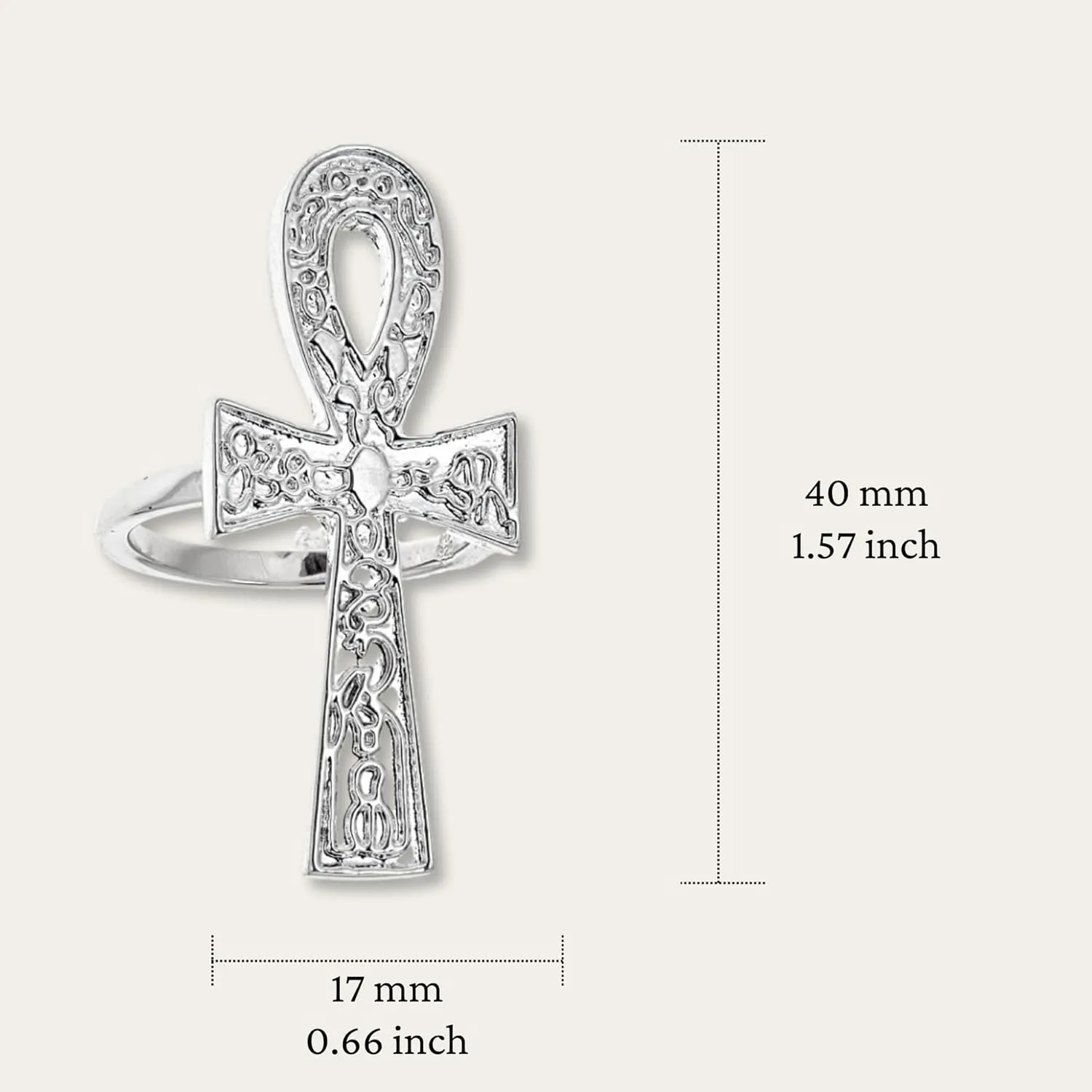 Etched Ankh Ring .925 Solid Sterling Silver Ring (7.5 grams)