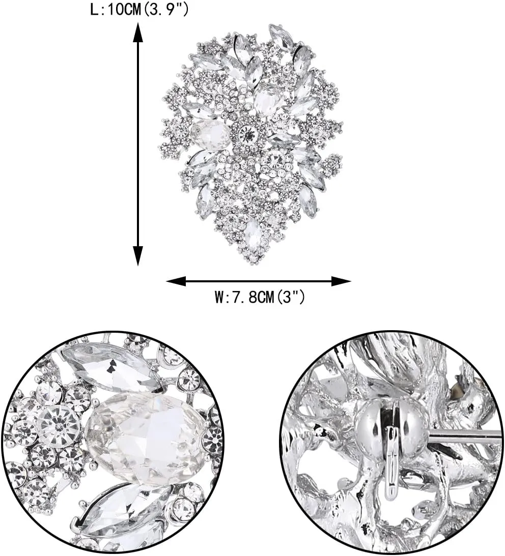 EVER FAITH Women's Austrian Crystal Vintage Style Flower Leaf Cluster Brooch Pendant