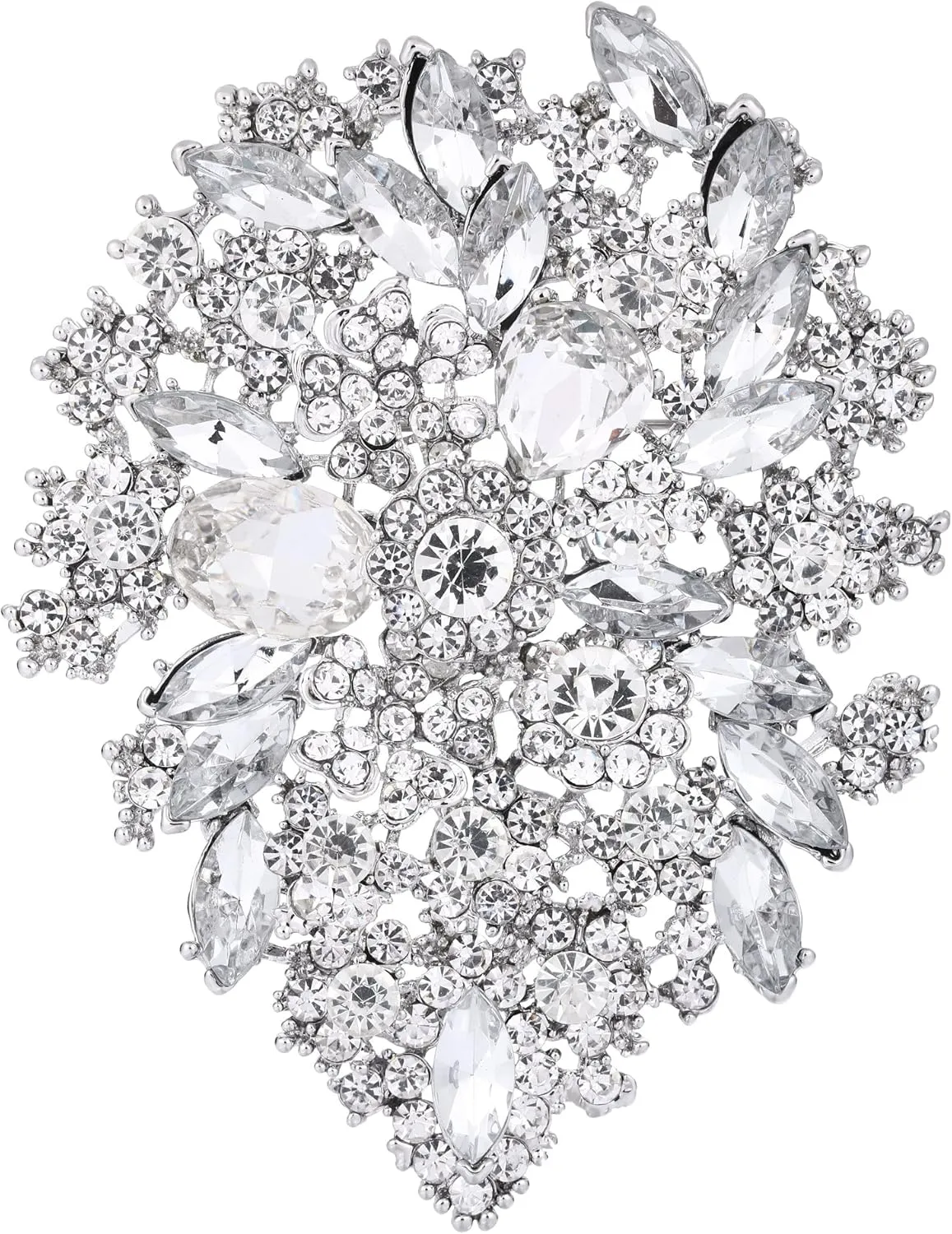 EVER FAITH Women's Austrian Crystal Vintage Style Flower Leaf Cluster Brooch Pendant