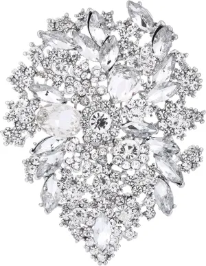 EVER FAITH Women's Austrian Crystal Vintage Style Flower Leaf Cluster Brooch Pendant