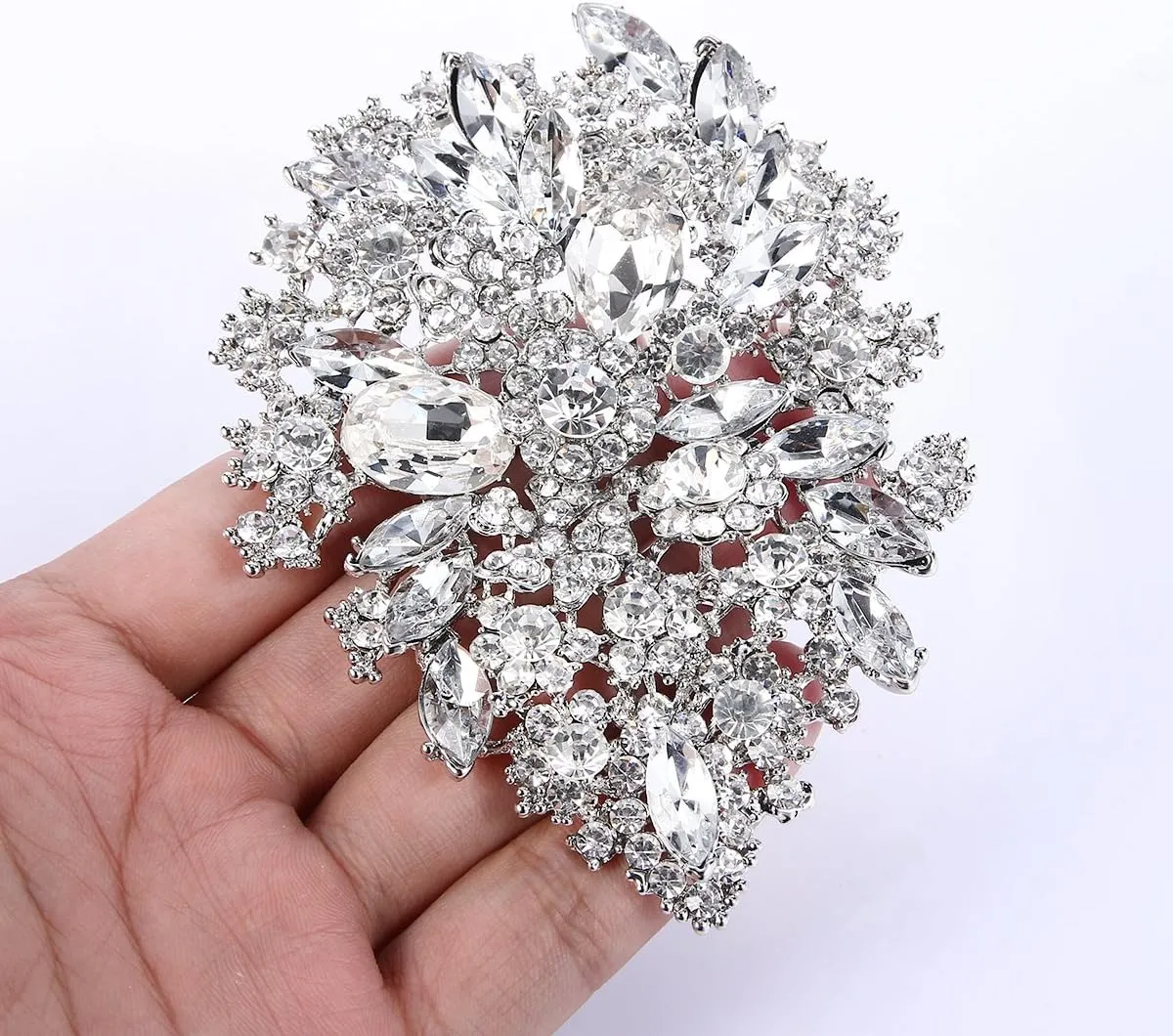 EVER FAITH Women's Austrian Crystal Vintage Style Flower Leaf Cluster Brooch Pendant