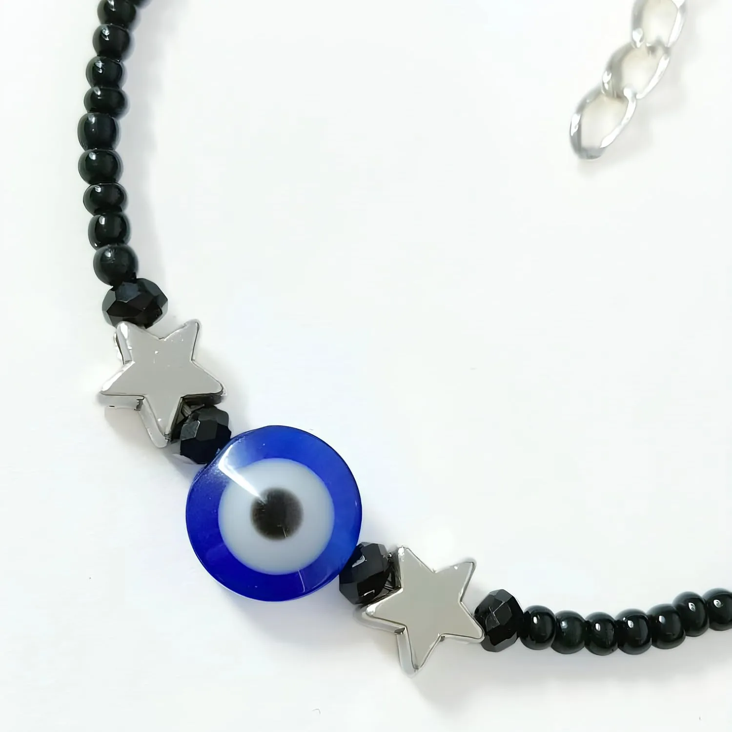 Evil Eye Bracelets for Women Men Handmade Black Bead Good Luck Success and Prosperity Bracelet Chain Cord Friendship Bracelet Adjustable Minimalist Jewelry (Star)