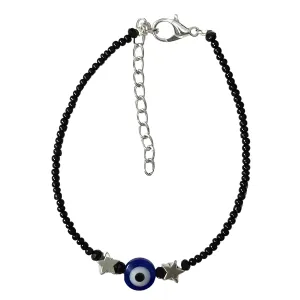 Evil Eye Bracelets for Women Men Handmade Black Bead Good Luck Success and Prosperity Bracelet Chain Cord Friendship Bracelet Adjustable Minimalist Jewelry (Star)