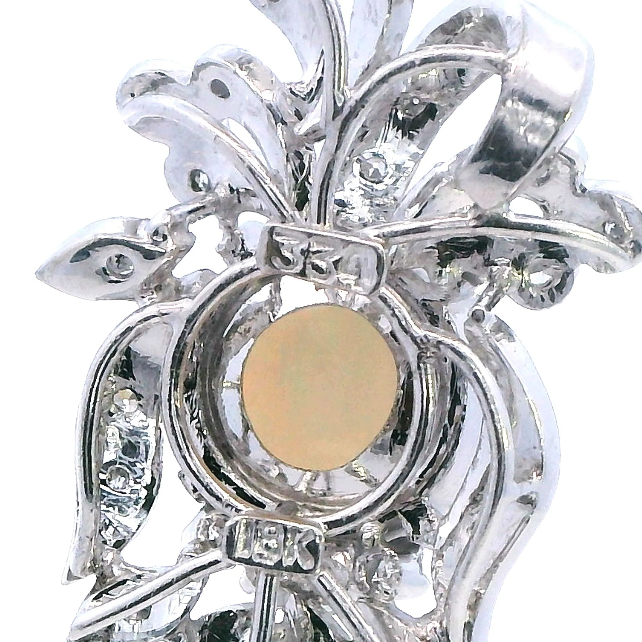 Exquisite 18ct White Gold Opal and Diamond Pendant - Certified