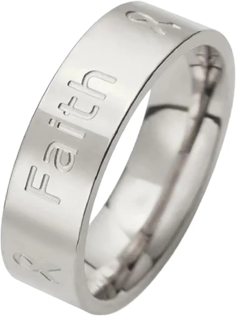 Faith Love Hope Ribbon Ring for Men Women Stainless Steel Couple Rings Trendy Jewelry Valentine Gift