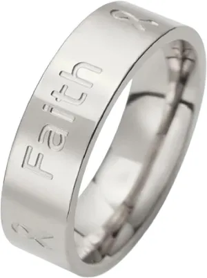 Faith Love Hope Ribbon Ring for Men Women Stainless Steel Couple Rings Trendy Jewelry Valentine Gift