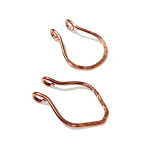 Fake Septum Ring - Set of two - Faux Nose Piercing Copper Wire Hammered - Non Pierced Ring
