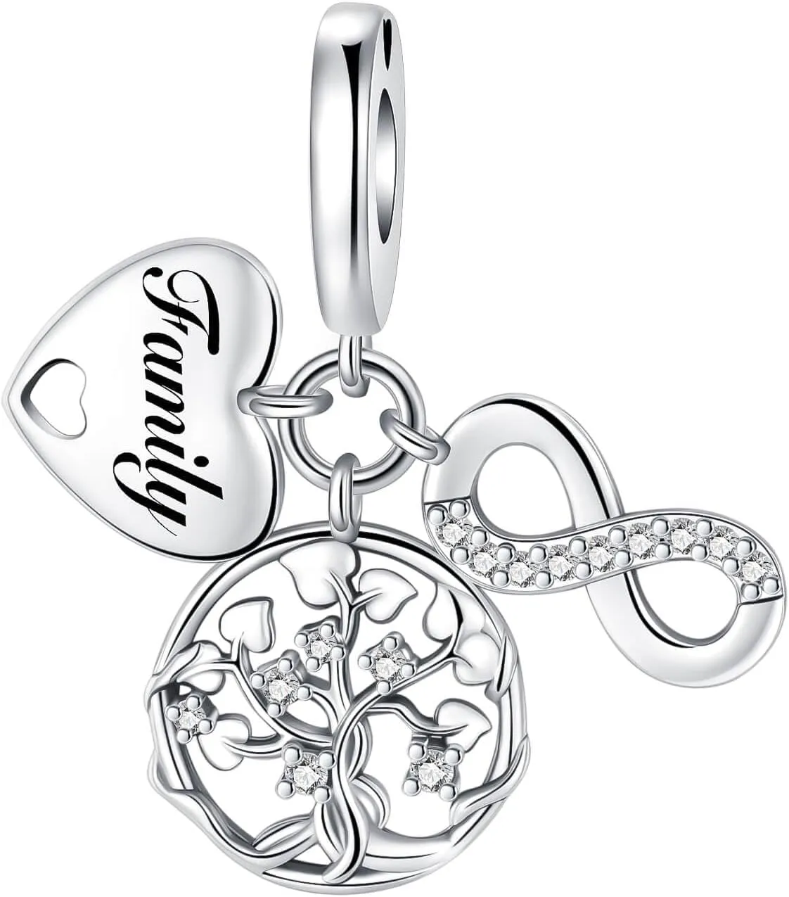 Family Love Mother Daughter Grandma Charm 925 Sterling Silver fits Bracelets Necklace Pendant Bead Charms Jewelry Gift for Women Family Friends