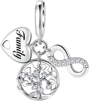 Family Love Mother Daughter Grandma Charm 925 Sterling Silver fits Bracelets Necklace Pendant Bead Charms Jewelry Gift for Women Family Friends