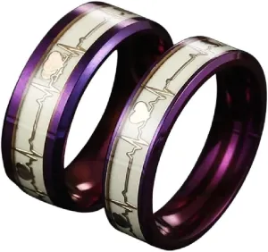 Fashion Stainless Steel Luminous Ring Glow in Dark Heartbeat Fluorescent Rings for Women Men Couple Jewelry Gift