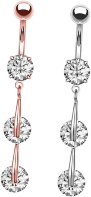 Fashionable Navel Piercing Jewelry 2pcs Zircon Belly Button Rings Easy to Clean Stainless Steel
