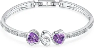 Fasion Jewelry 18K White Gold Plating Bangle Bracelets For Women Adjustable Bracelets With Crystal For Wife Girlfriend Or Mothers Idea Gift For Mother's day