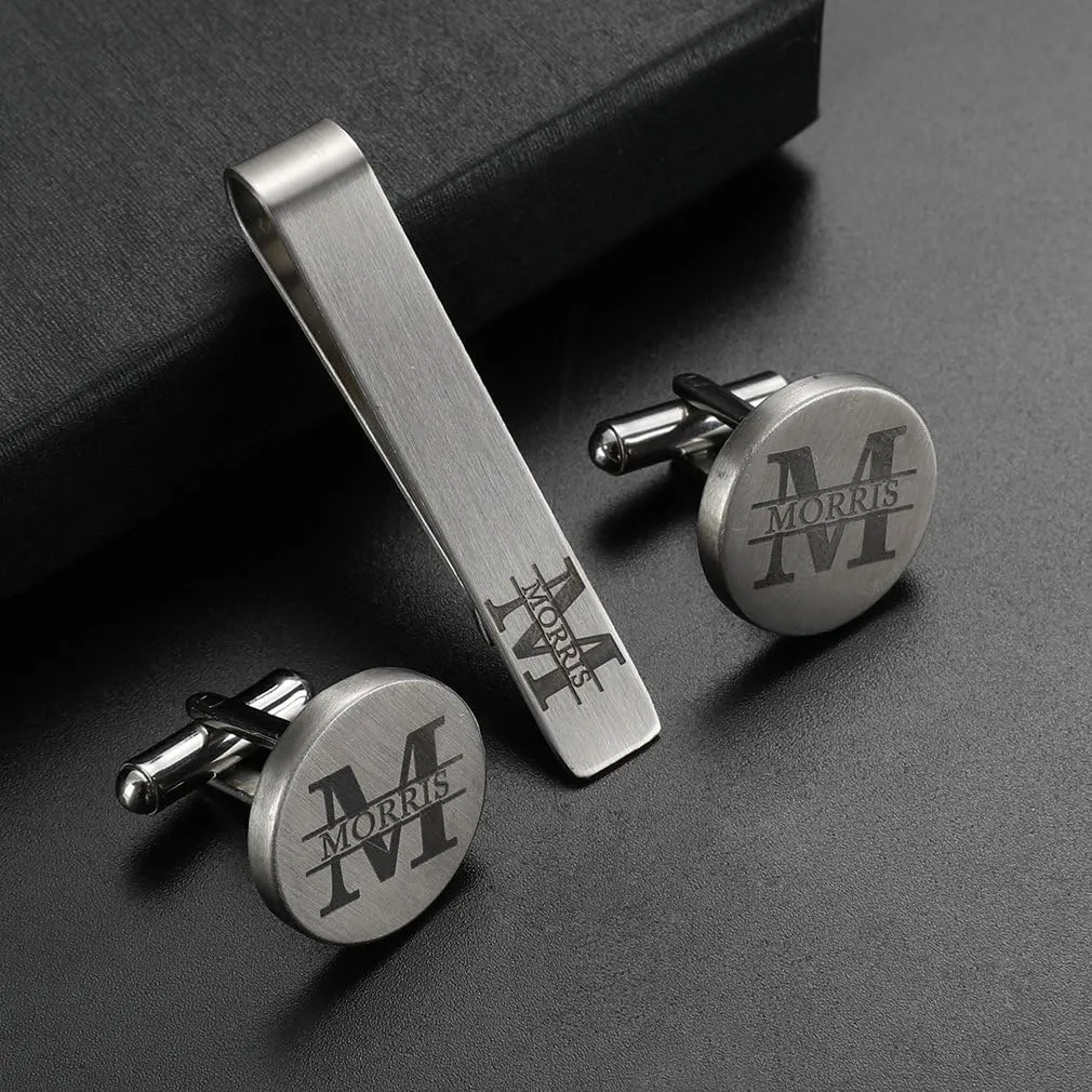 Father of the Bride Cufflink Engraved Text Personalized Wedding stepfather stepdad Tie Clip Tack ZUNON