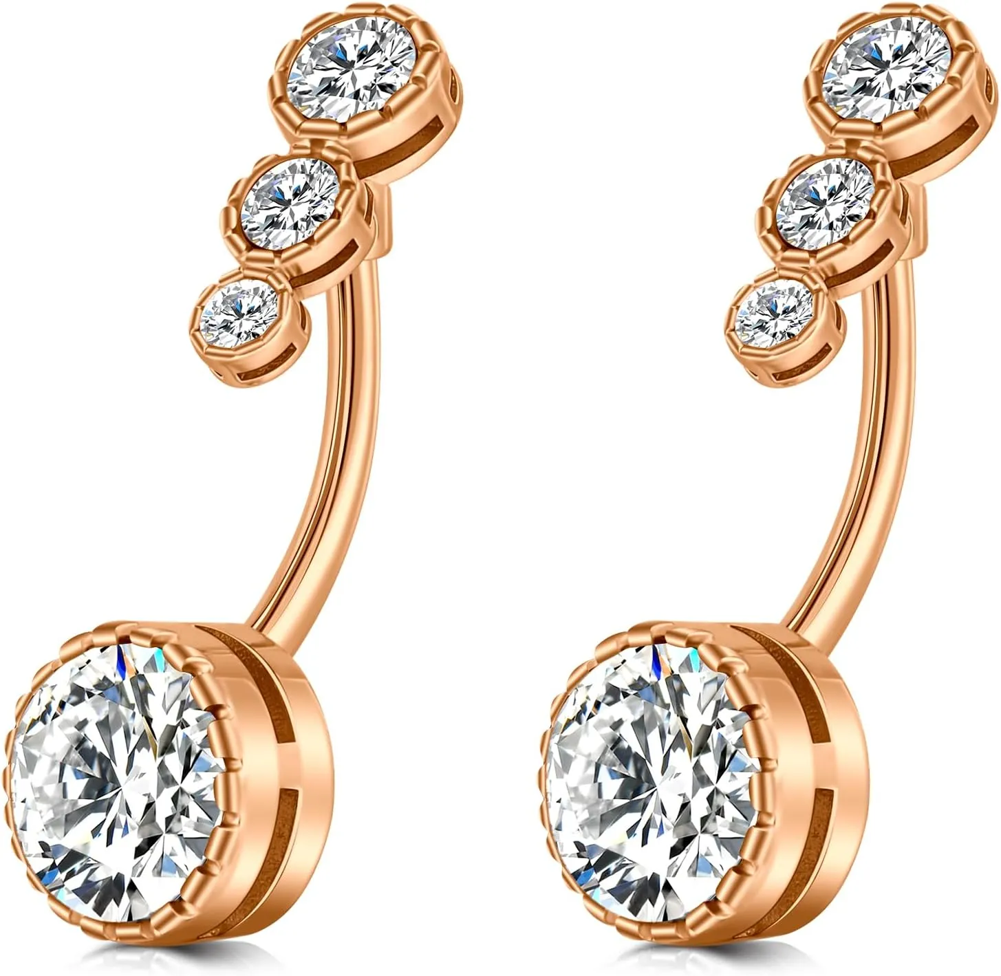FECTAS 14g Belly Button Rings Surgical Steel CZ Petite Navel Ring for Women Body Piercing Jewelry Petite select Barbell Len 6mm 8mm 10mm 12mm Silver Gold