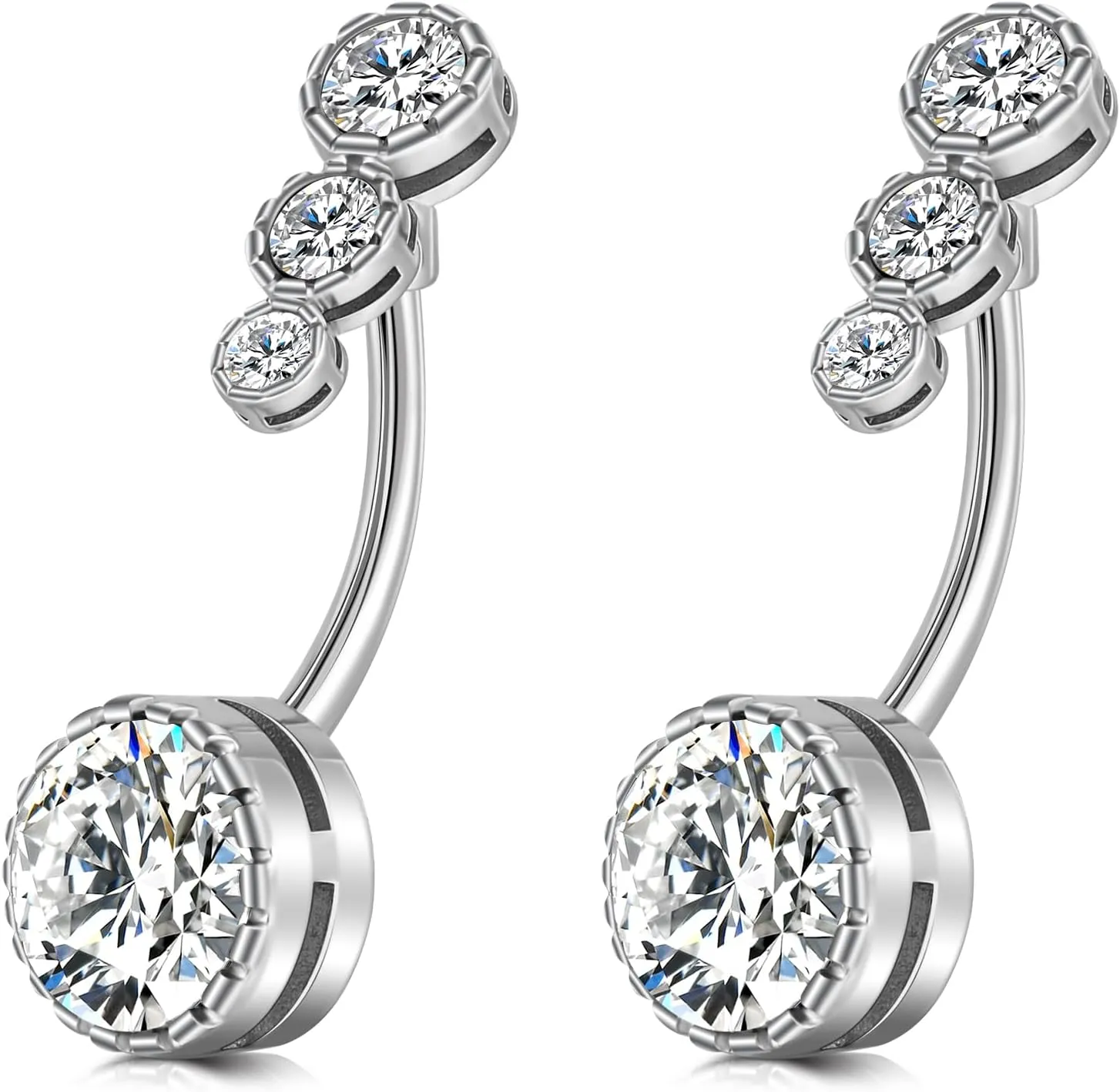 FECTAS 14g Belly Button Rings Surgical Steel CZ Petite Navel Ring for Women Body Piercing Jewelry Petite select Barbell Len 6mm 8mm 10mm 12mm Silver Gold
