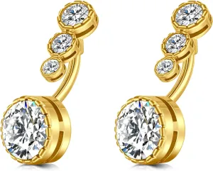 FECTAS 14g Belly Button Rings Surgical Steel CZ Petite Navel Ring for Women Body Piercing Jewelry Petite select Barbell Len 6mm 8mm 10mm 12mm Silver Gold
