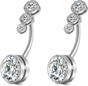 FECTAS 14g Belly Button Rings Surgical Steel CZ Petite Navel Ring for Women Body Piercing Jewelry Petite select Barbell Len 6mm 8mm 10mm 12mm Silver Gold