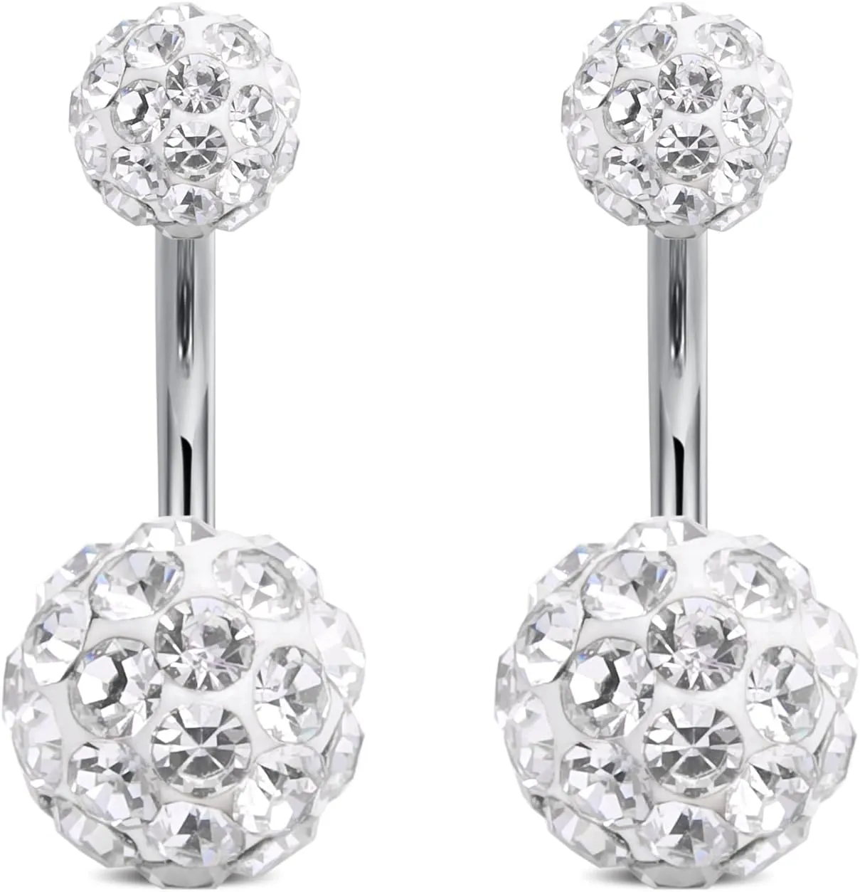 FECTAS 14g Belly Button Rings Surgical Steel CZ Petite Navel Ring for Women Body Piercing Jewelry Petite select Barbell Len 6mm 8mm 10mm 12mm Silver