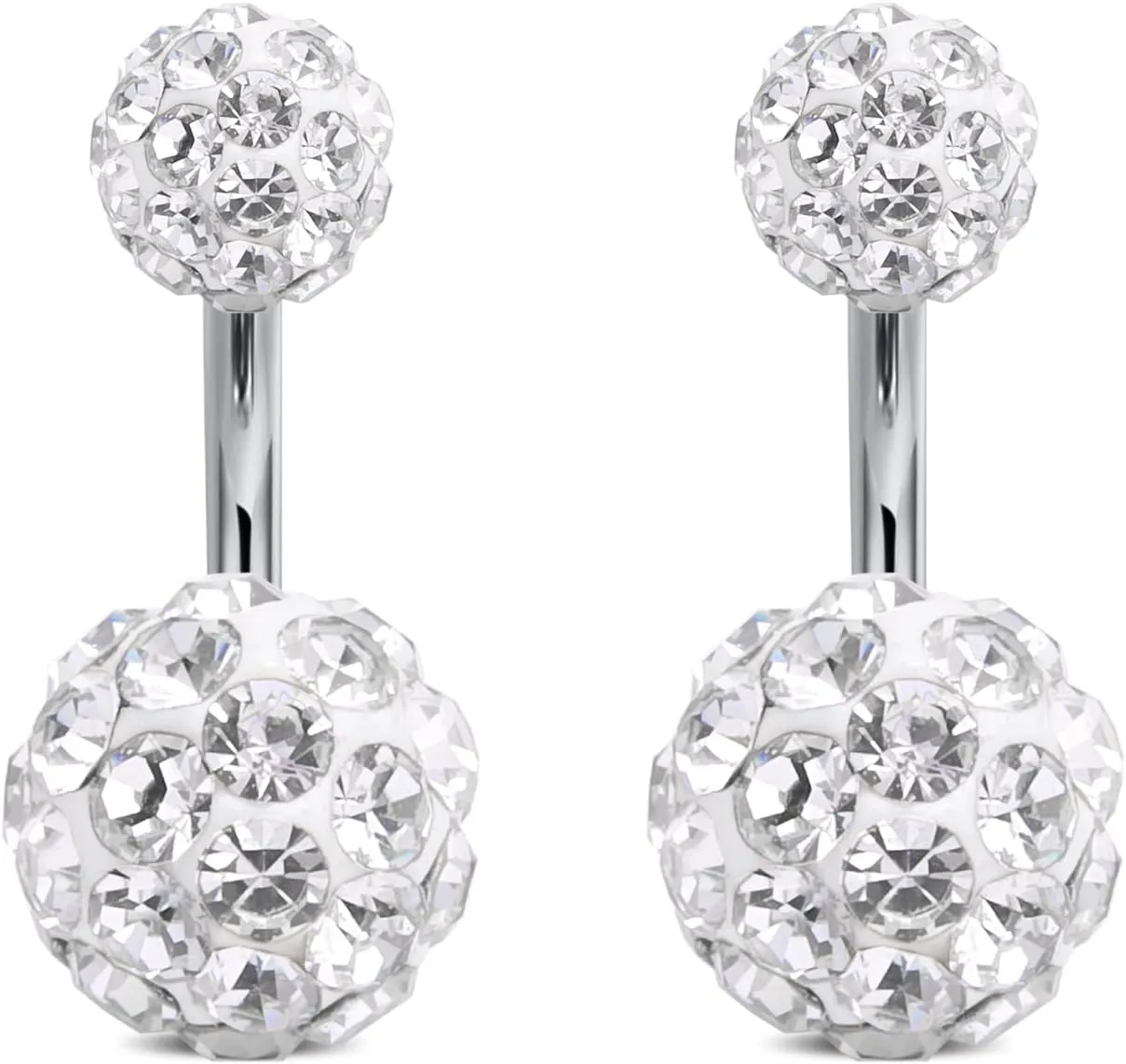 FECTAS 14g Belly Button Rings Surgical Steel CZ Petite Navel Ring for Women Body Piercing Jewelry Petite select Barbell Len 6mm 8mm 10mm 12mm Silver