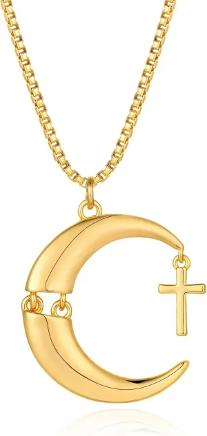 Fettero 14K Gold Plated Dainty Necklaces for Women | Bird, Wing, Cross, Anchor, Love Heart, Moon Pendant Charm Necklace Jewelry for Dainty Everyday Wear