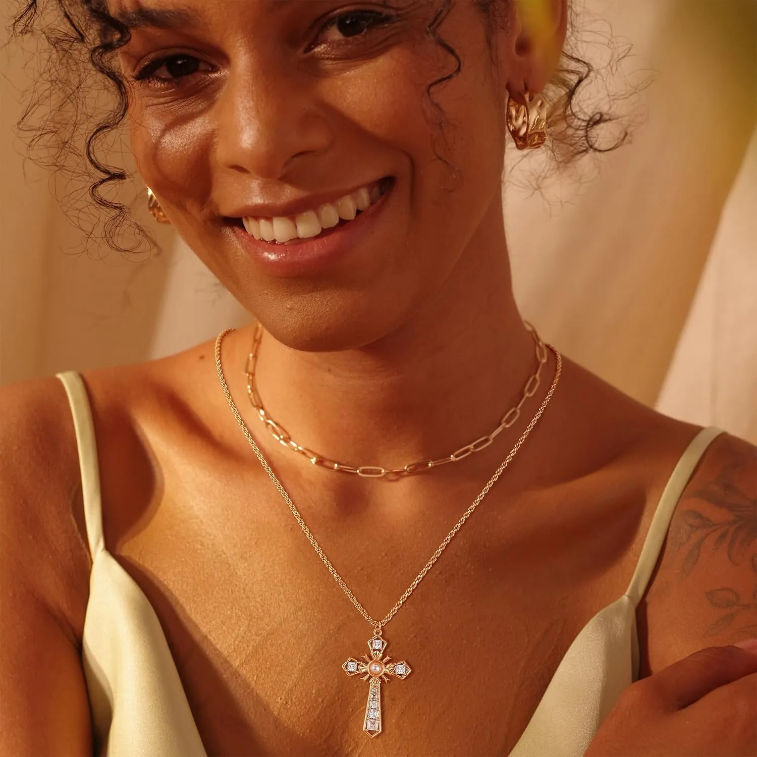 Fettero 14K Gold Plated Dainty Necklaces for Women | Bird, Wing, Cross, Anchor, Love Heart, Moon Pendant Charm Necklace Jewelry for Dainty Everyday Wear