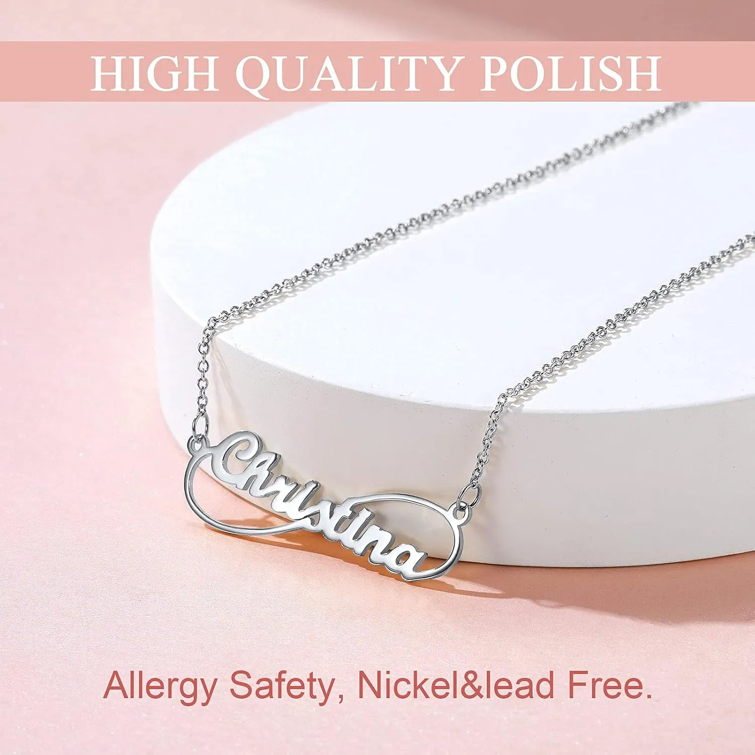 FindChic Infinity Name Necklace Personalized for Women Girls Stainless Steel/18K Gold Plated 18inch Custom Pendant with 1 2 3 4 Names & Birthstone Jewelry Gifts for Best Friends/Family, with gift Box
