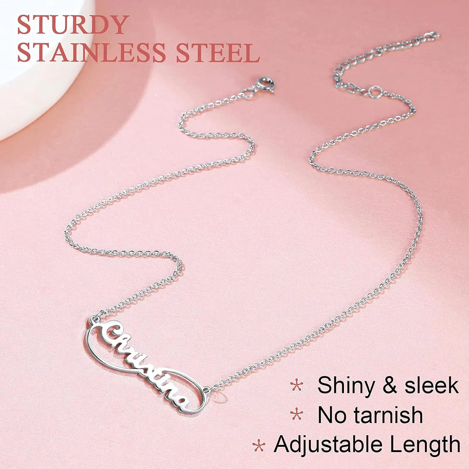 FindChic Infinity Name Necklace Personalized for Women Girls Stainless Steel/18K Gold Plated 18inch Custom Pendant with 1 2 3 4 Names & Birthstone Jewelry Gifts for Best Friends/Family, with gift Box