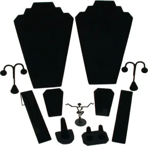 FindingKing 11 Pc Set Black Velvet Jewelry Displays Busts Bonus New