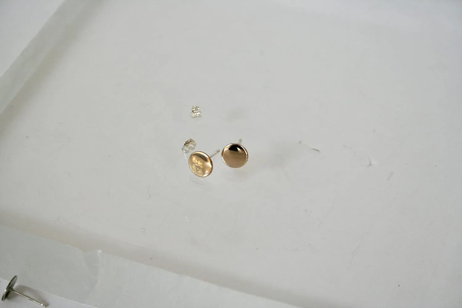 Flat Gold Circle Earrings, Dot Stud Earrings, 8mm Yellow Gold Filled Stud Earrings, Polished Finish, Minimalist Jewelry