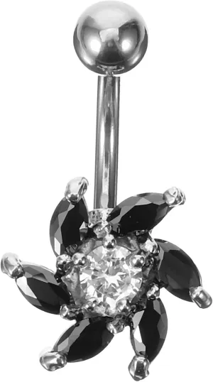 Flower Belly Button Rings Navel Ring Women Navel Piercing Jewelry Belly Piercing Cubic Zirconia Belly Rings For Women Black