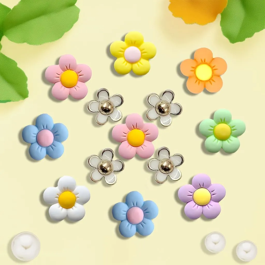 Flower Shoe Charms for Girls Teens Adults, Flower Shoe Charms for Clog Sandals Bracelets Decoration, Cute Pins Accessories Party Favor Birthday Gifts