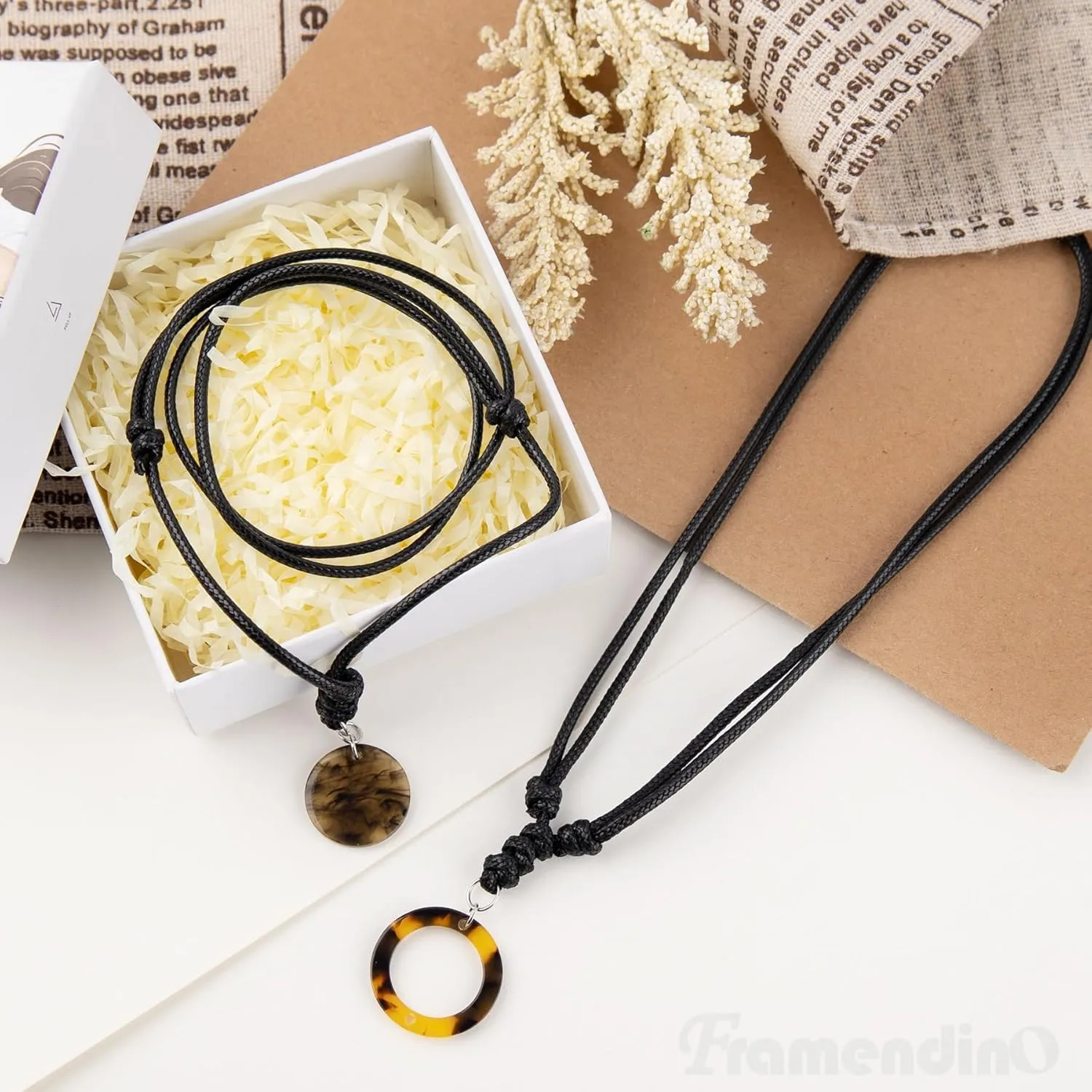 Framendino, Adjustable Necklace Cord for Pendants Necklace Adjustable Rope With Metal Ring for Women Men