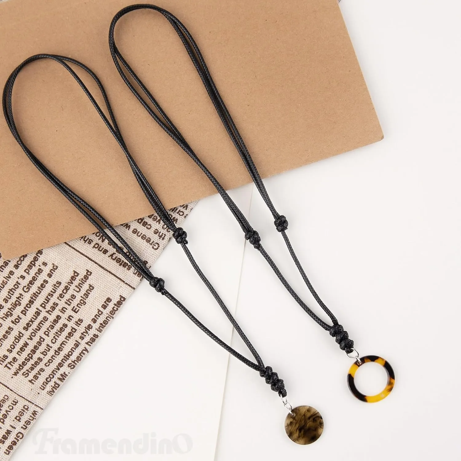 Framendino, Adjustable Necklace Cord for Pendants Necklace Adjustable Rope With Metal Ring for Women Men