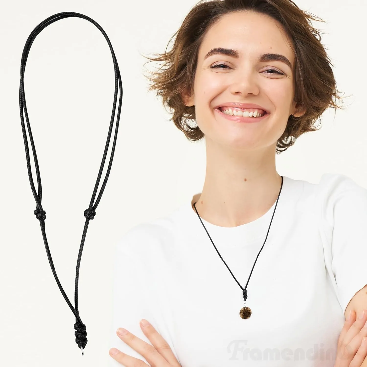Framendino, Adjustable Necklace Cord for Pendants Necklace Adjustable Rope With Metal Ring for Women Men