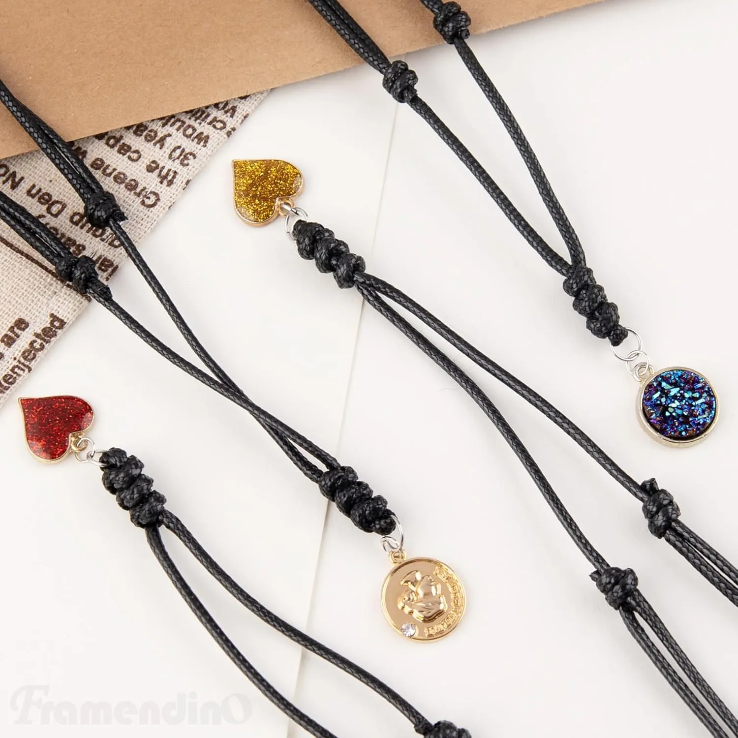 Framendino, Adjustable Necklace Cord for Pendants Necklace Adjustable Rope With Metal Ring for Women Men