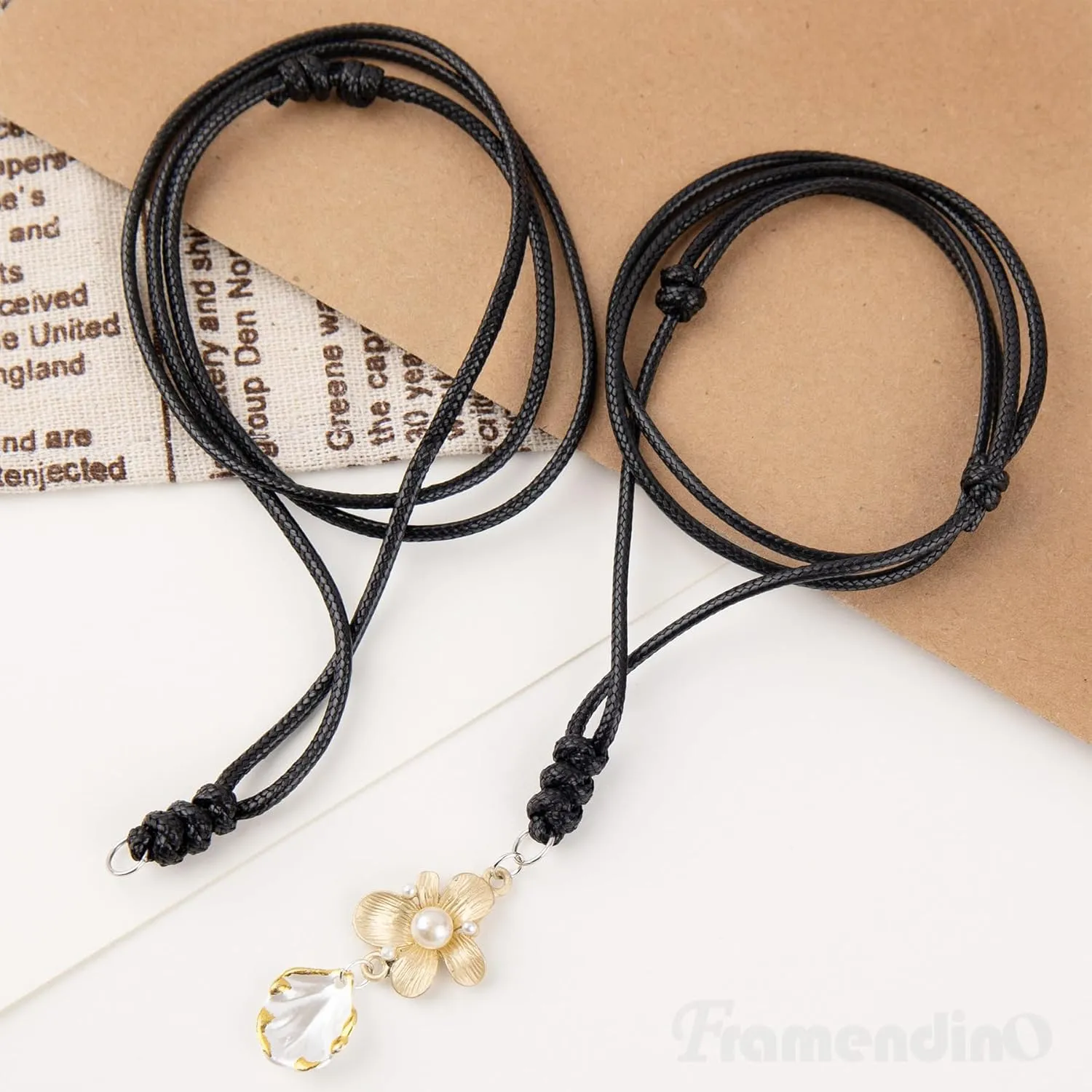Framendino, Adjustable Necklace Cord for Pendants Necklace Adjustable Rope With Metal Ring for Women Men