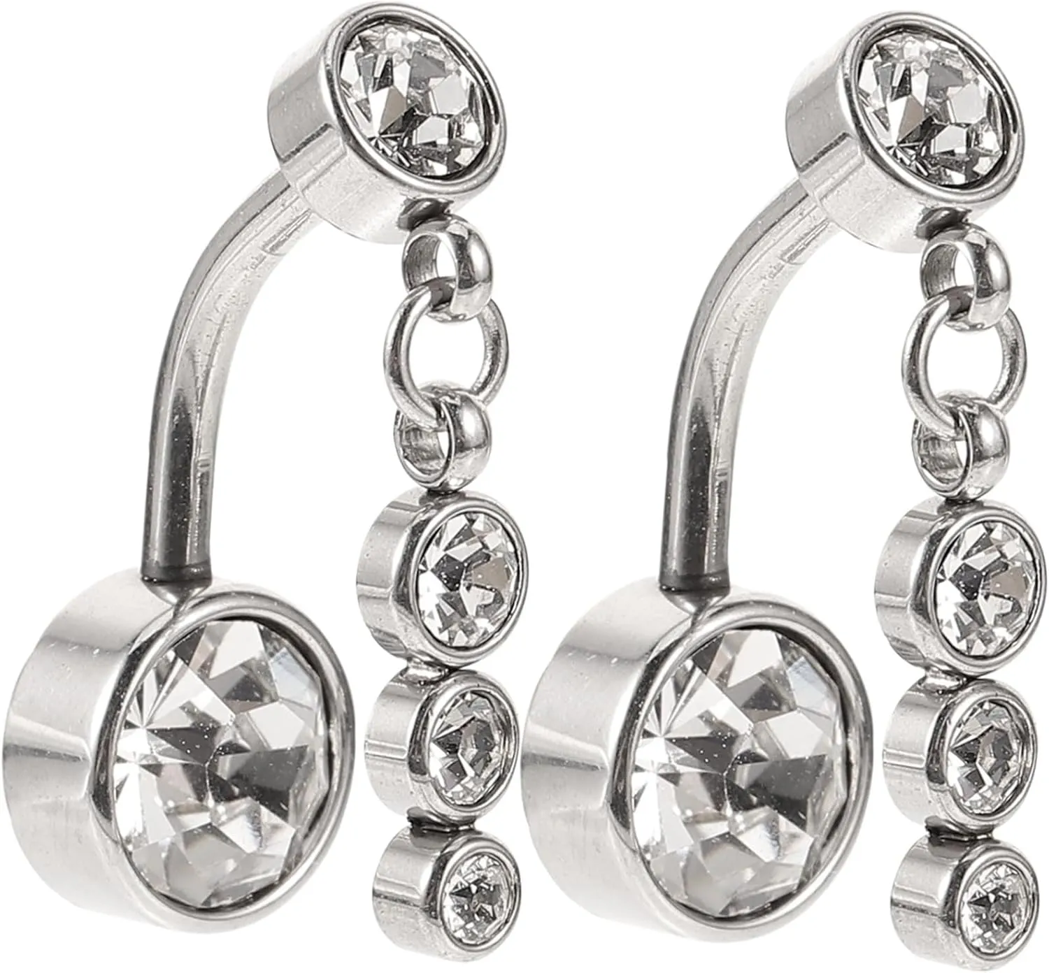 FRCOLOR 2 pcs Rhinestone Belly Button Rings for Women Stylish Navel Piercings Durable Comfortable Wear for Fashion