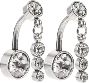 FRCOLOR 2 pcs Rhinestone Belly Button Rings for Women Stylish Navel Piercings Durable Comfortable Wear for Fashion