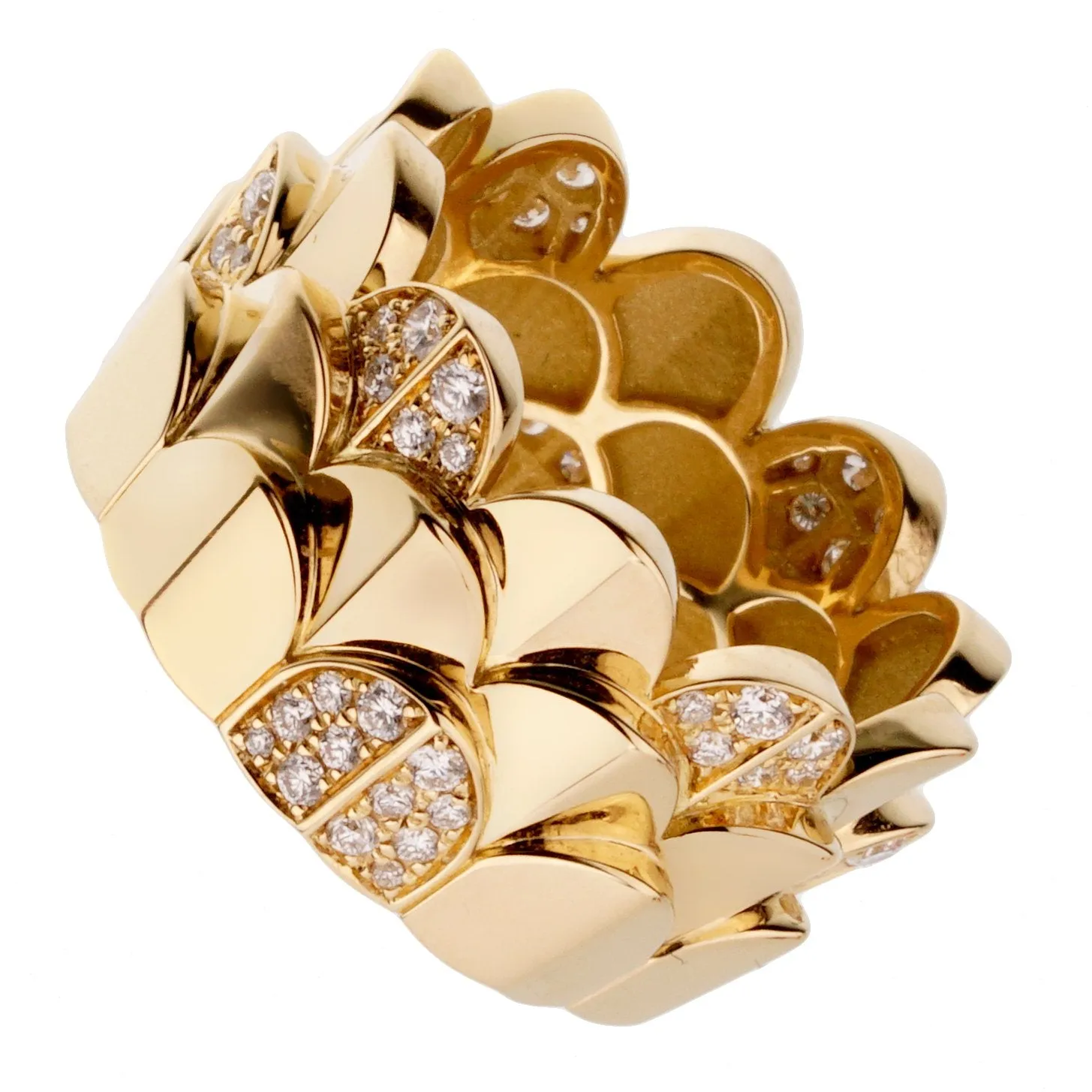 Fred of Paris Diamond Triple Arc Yellow Gold Band Ring Sz 7 1/4