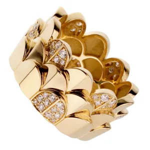 Fred of Paris Diamond Triple Arc Yellow Gold Band Ring Sz 7 1/4